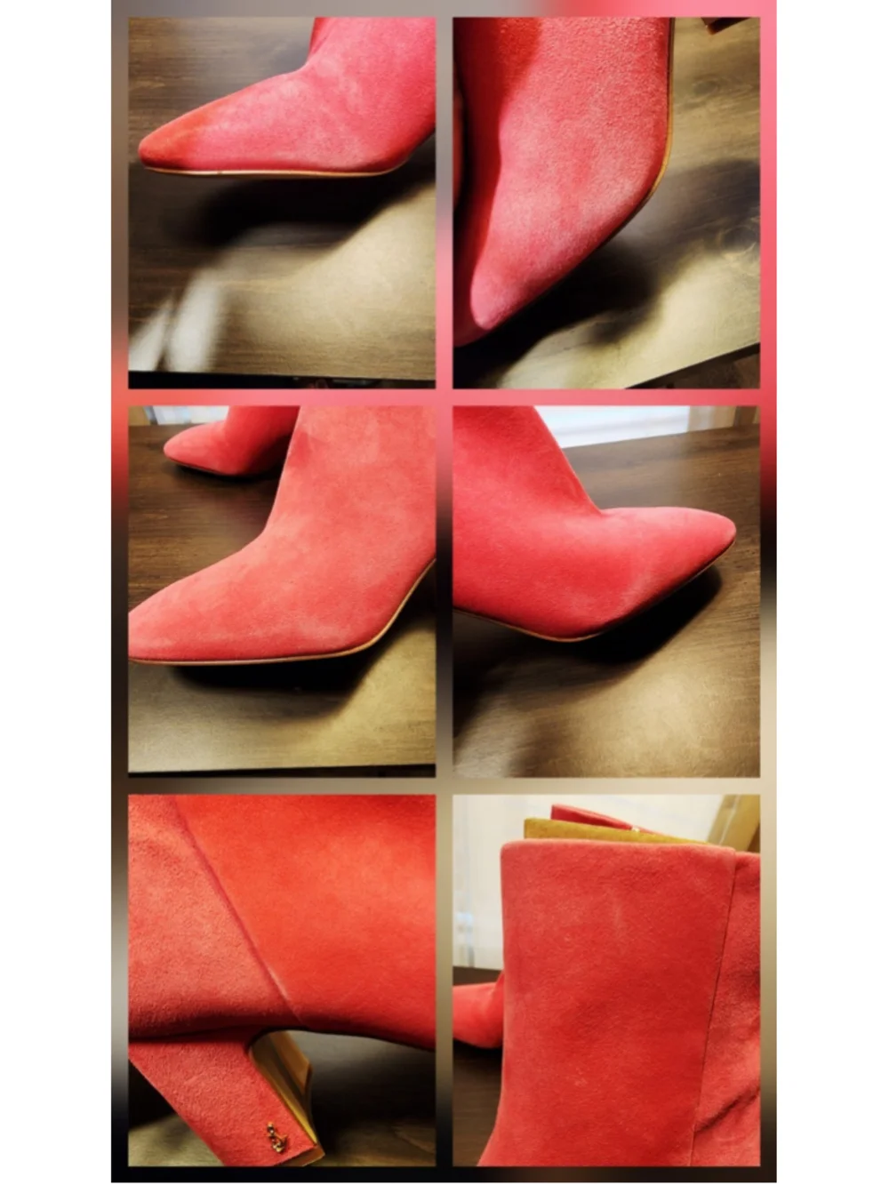 Sam Edelman Fawn Suede LEATHER Block Heel Boots Booties 7.5 WIDE Fushia Pink